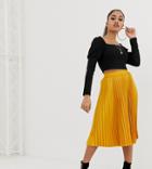 Outrageous Fortune Petite Midi Skater Skirt In Mustard-yellow
