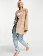 In The Style X Lorna Luxe Oversized Dad Blazer In Camel-neutral