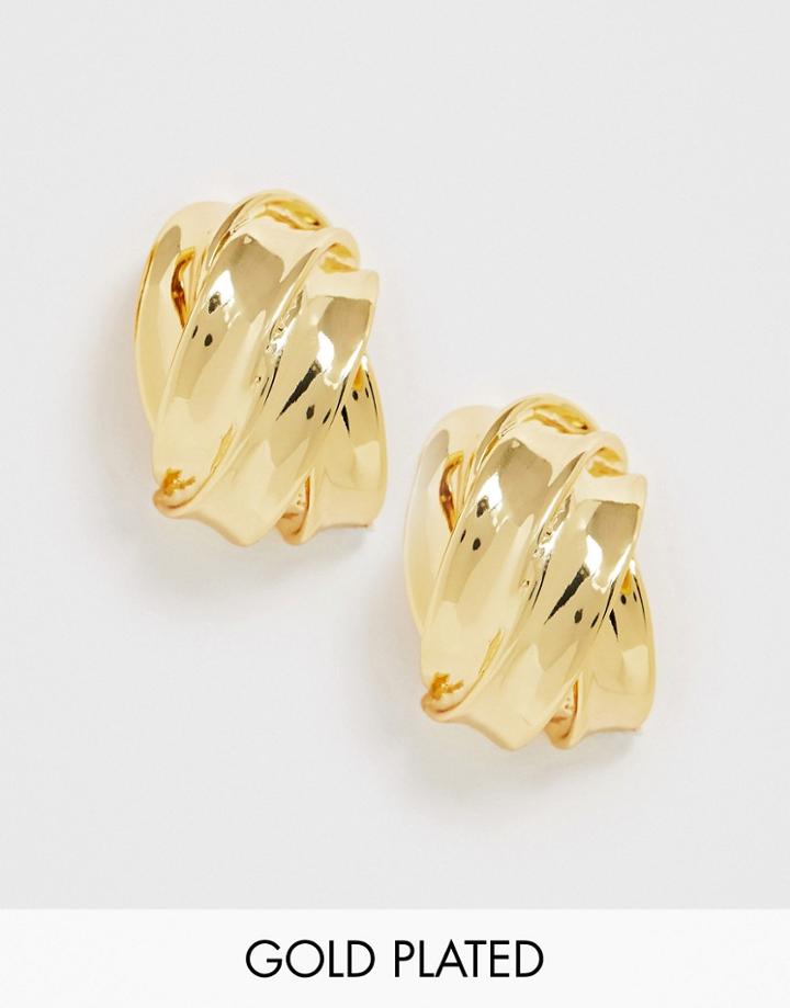 Asos Design Premium Gold Plated Chunky Knot Stud Earrings - Gold