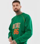 Asos Design Tall Sweatshirt With City Print In Green - Green