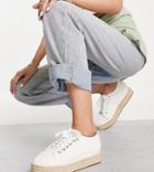 Asos Design Wide Fit Josh Flatform Espadrille Sneakers In Off White