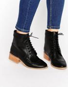Asos Amar Leather Lace Up Brogue Boots - Black