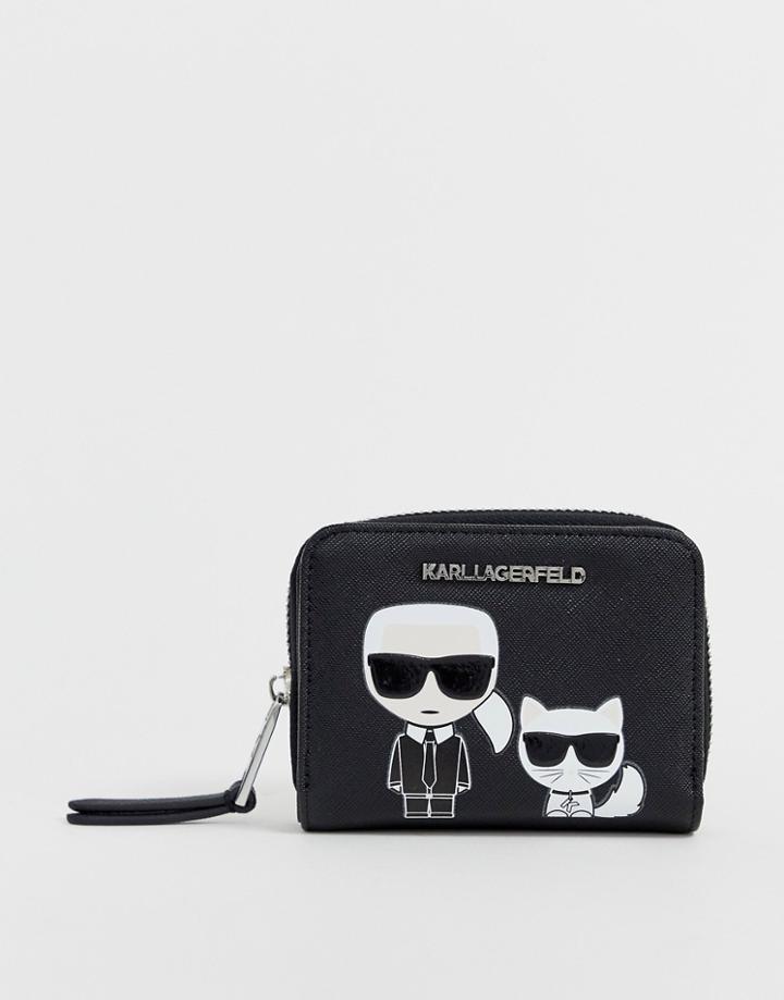 Karl Lagerfeld Iconic Zip Ladies' Wallet - Black