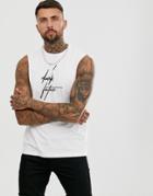 Asos Design Relaxed Sleeveless T-shirt With Dark Future Logo-white