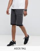 Asos Tall Skinny Jersey Shorts With Zip Pockets - Gray