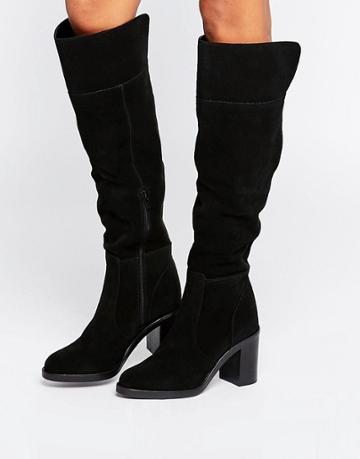 Kg By Kurt Geiger Tring Suede Heeled Over The Knee Boots - Black Suede