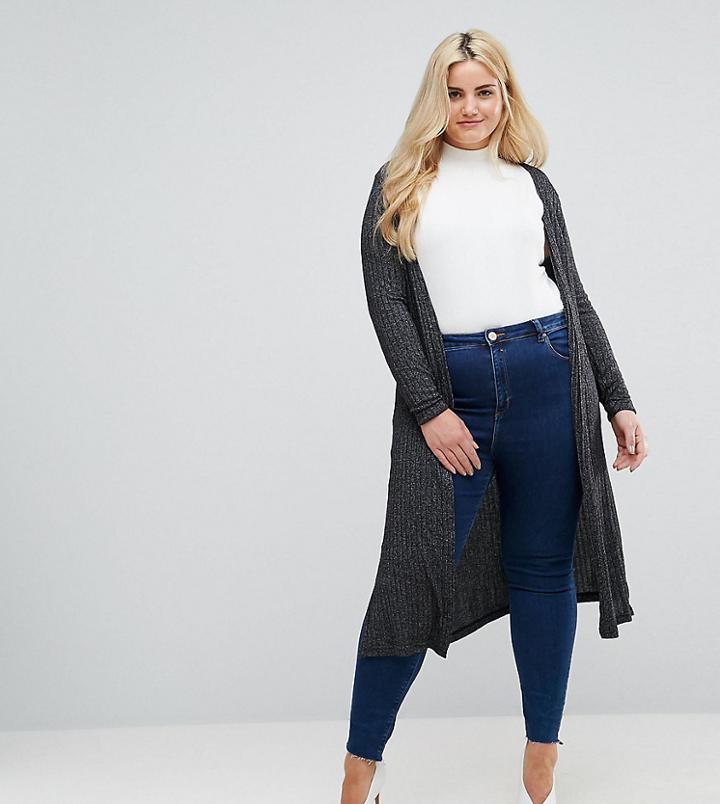 New Look Curve Longline Cardi - Black