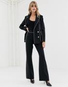 Asos Design Slim Suit Flare With Contrast Piping-black