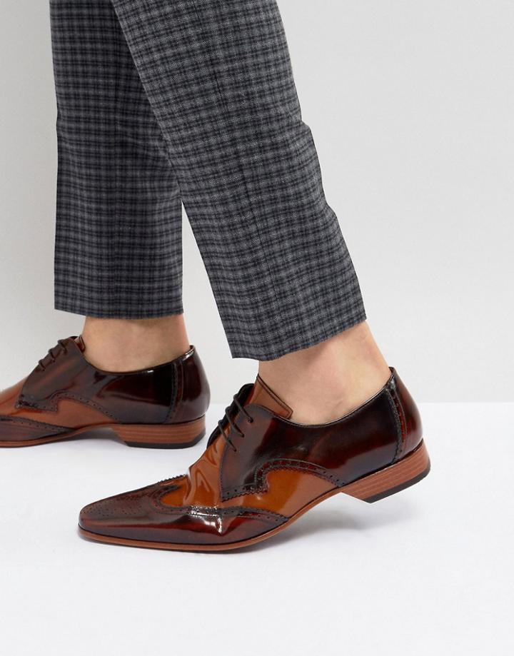 Jeffery West Escobar Brogue Leather Shoes In Brown - Brown