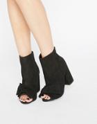 New Look Suede Open Toe Bow High Ankle Boot - Black