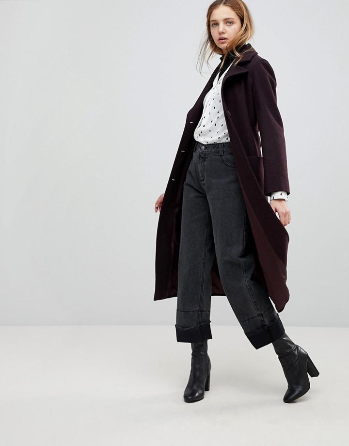 Helene Berman Wool And Cashmere Blend Longline Belted Coat - Purple