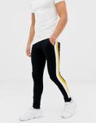 Asos Design Super Skinny Joggers With Side Stripes - Black