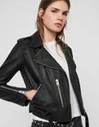 Allsaints Elva Leather Biker Jacket In Black