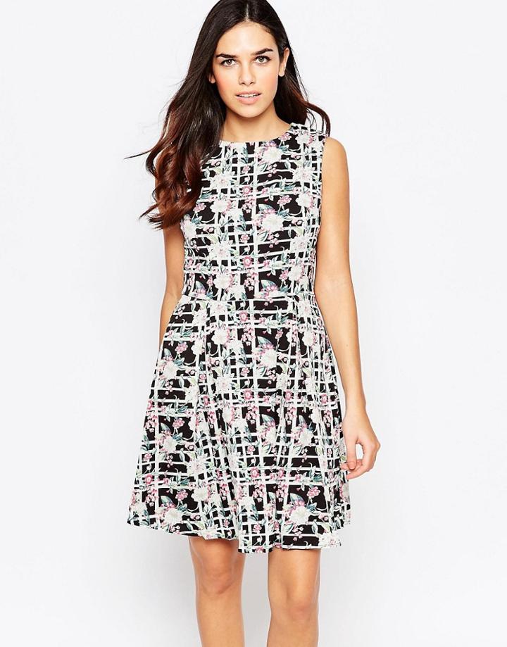 Poppy Lux Priya Dress In Checked Floral Print