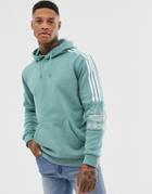 Adidas Originals Hoodie With Shoulder 3 Stripes Green - Green