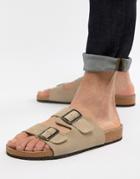 Asos Design Sandals In Stone With Buckle - Stone