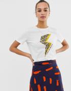 Pieces Livo Lightening Bolt Print T-shirt - White