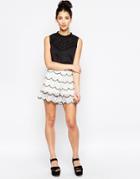 Sister Jane Falcon Wing Shorts In Scalloped Lace - White