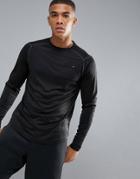 Ellesse Sport Long Sleeve T-shirt With Panel Logo In Black - Black