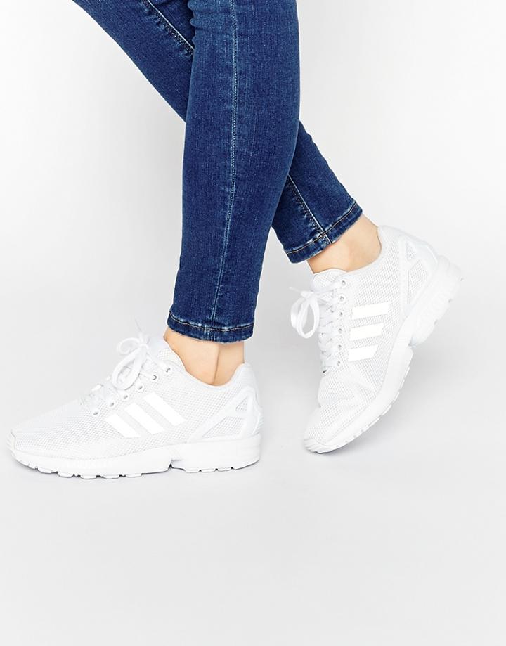 Adidas Originals White Zx Flux Sneakers - White