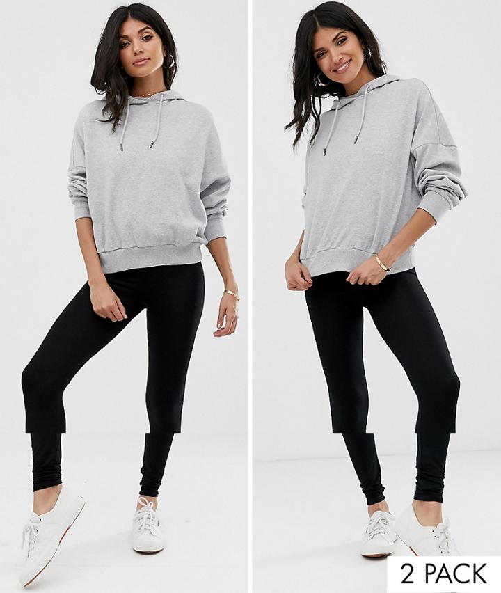 Asos Design Tall 2 Pack High Waisted Leggings In Black