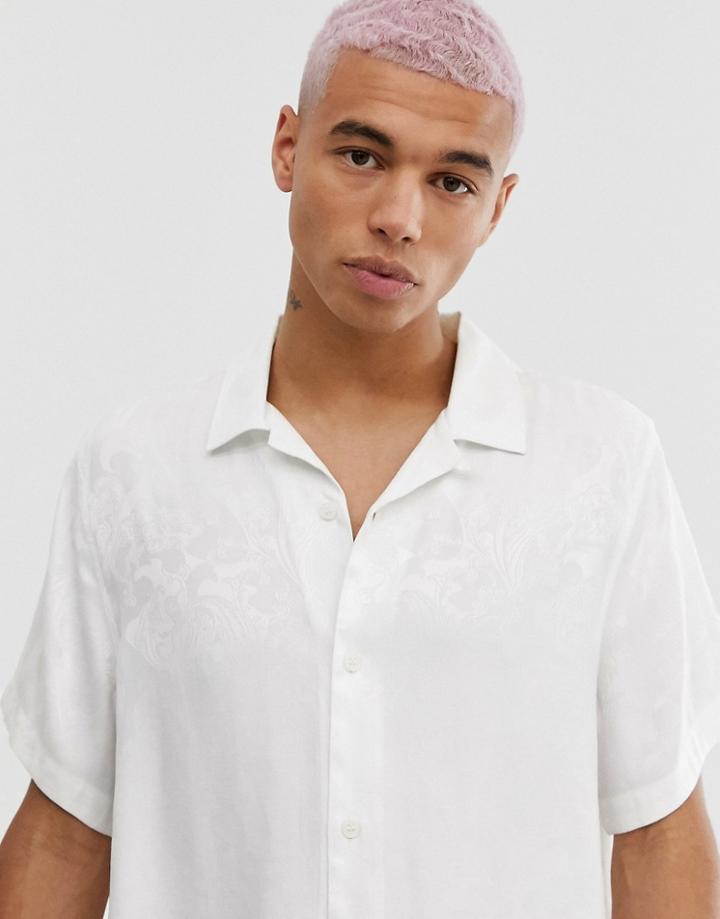 Weekday Coffee Shirt In White Jacquard Print