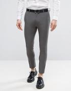 Asos Extreme Super Skinny Cropped Smart Pants In Mid Gray - Gray