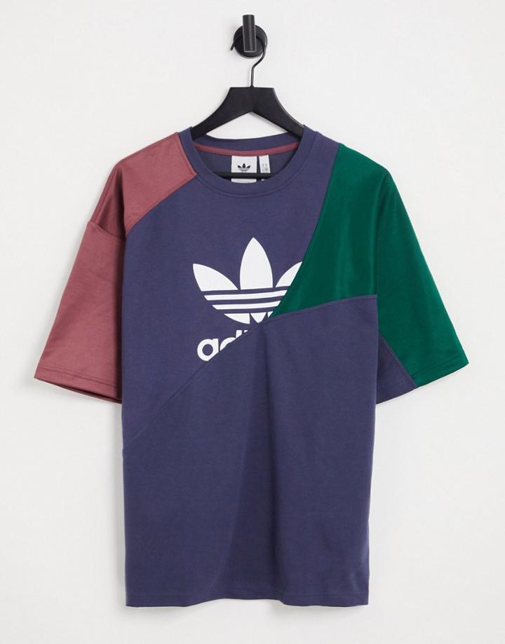Adidas Originals Adicolor Bold Mixing Wovens T-shirt In Navy