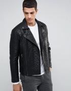 Celio Faux Leather Biker Jacket - Black