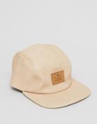 Asos 5 Panel Cap In Stone Colored Faux Leather - Beige