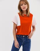 Only Organic Cotton Color Block Crop T-shirt - Multi