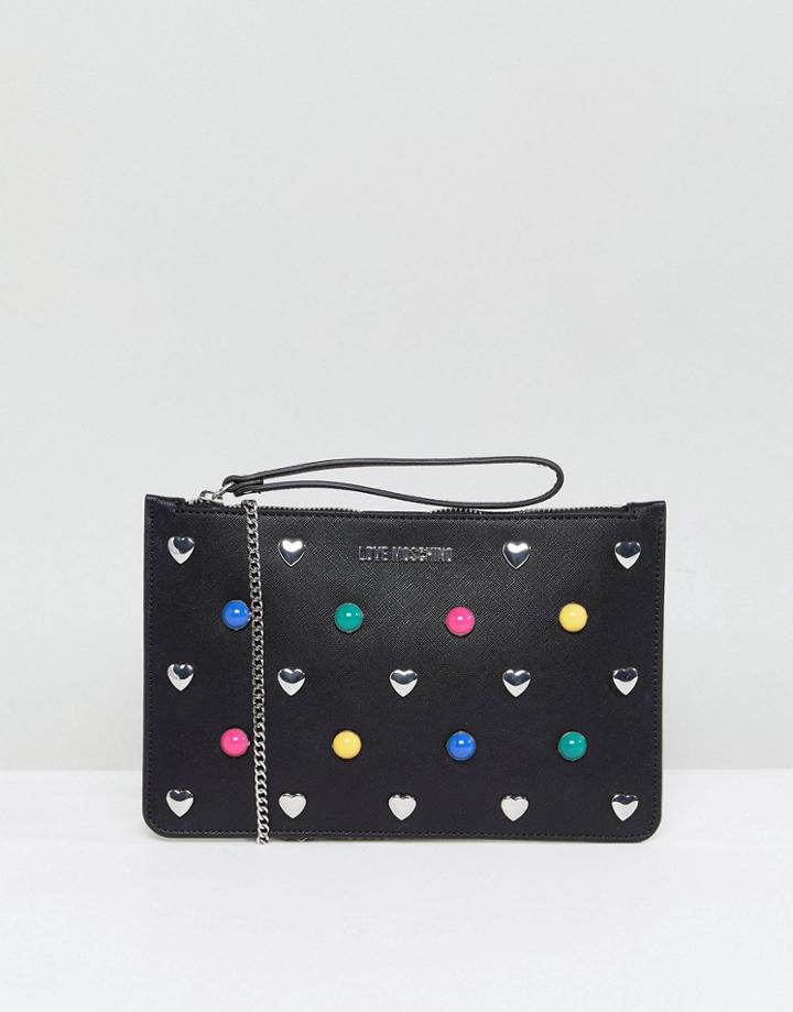 Love Moschino Heart Stud Clutch Bag - Black