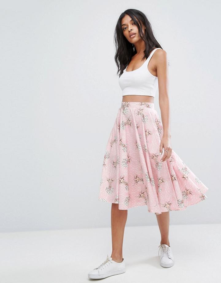 Hell Bunny Deery Me 50's Skater Skirt - Pink