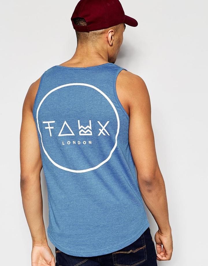 Friend Or Faux Tank Circle Faux Back Print - Blue