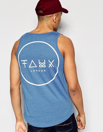 Friend Or Faux Tank Circle Faux Back Print - Blue