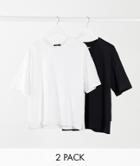 Bershka 2-pack Oversized T-shirts In Black And White-multi