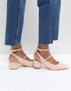Raid Kenna Block Heel Studded Shoes - Beige