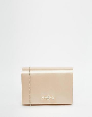Neve & Eve Box Clutch Bag With Jewel - Nude