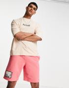 Asos Actual Oversized T-shirt In Stone With Printed Logo-neutral