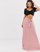 Missguided Pleated Maxi Skirt In Pink - Pink
