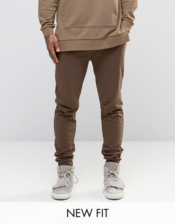 Asos Skinny Joggers In Brown - Saddle Brown