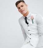 Noak Skinny Fit Wedding Vest In Cream - Cream