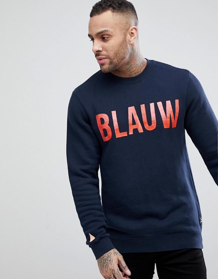 Scotch & Soda Blauw Logo Sweat - Navy