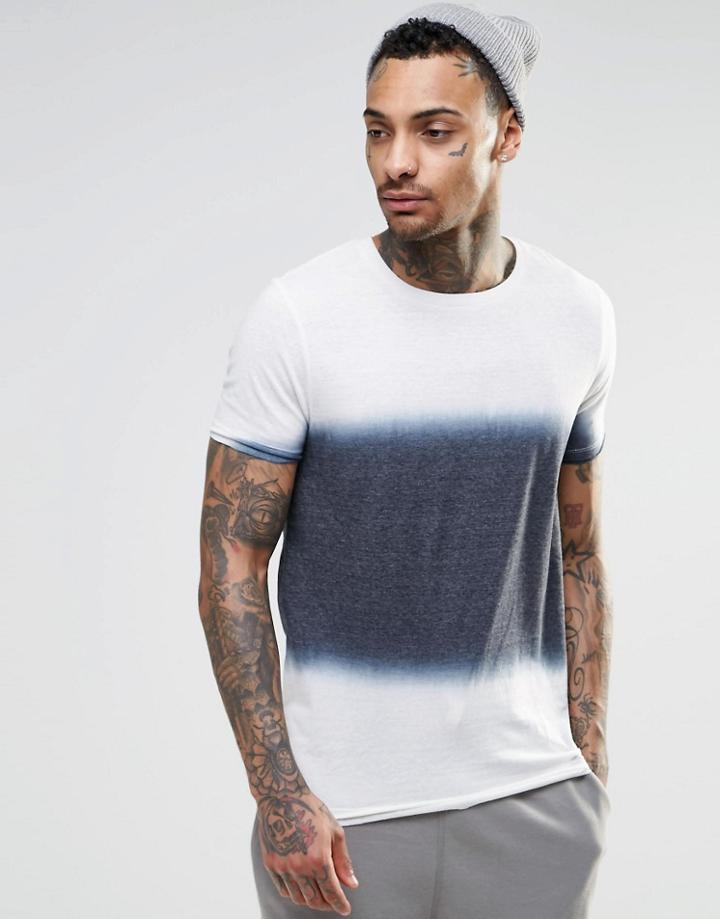 Asos T-shirt With Central Dip Dye And Curved Back Hem