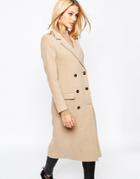 Missguided Premium Double Breasted Tailored Long Coat - Camel