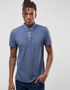 Selected Slim Fit Slub Jersey Polo Shirt With Overdye - Navy