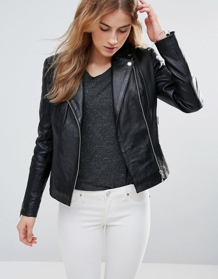 Muubaa Tube Quilting Leather Jacket - Black