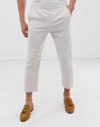 Only & Sons Wide Leg Cropped Pants With Drawstring Waistband - Beige