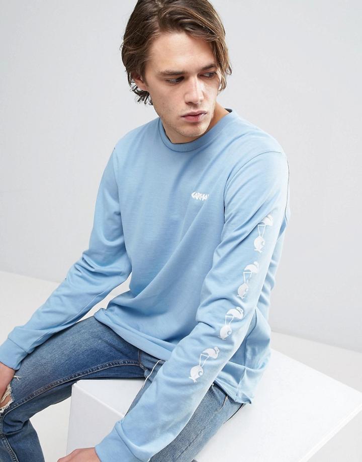 Carhartt Wip Flamingo Script Long Sleeve T-shirt - Blue