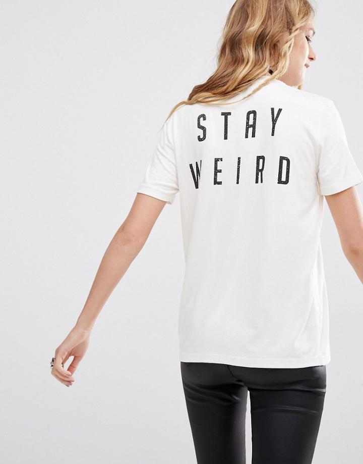 Lira Retro T-shirt With Stay Weird Back Print - Ivory